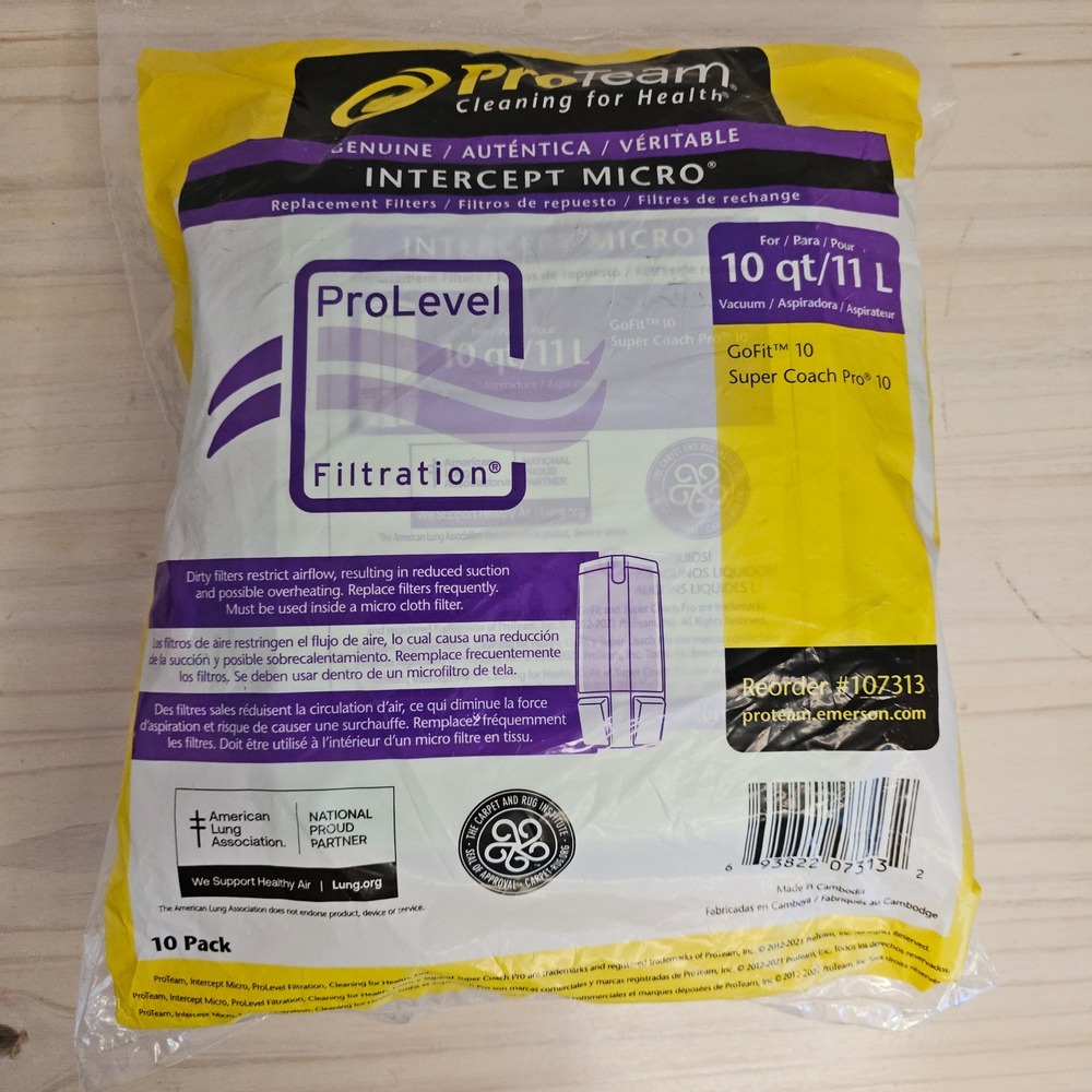 ProTeam Intercept Micro Vacuum Filters 10qt 11L GoFit 10 Super Coach Pro 107313